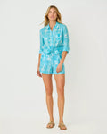 Sea View Button Down Capri Blue Roseys Petals