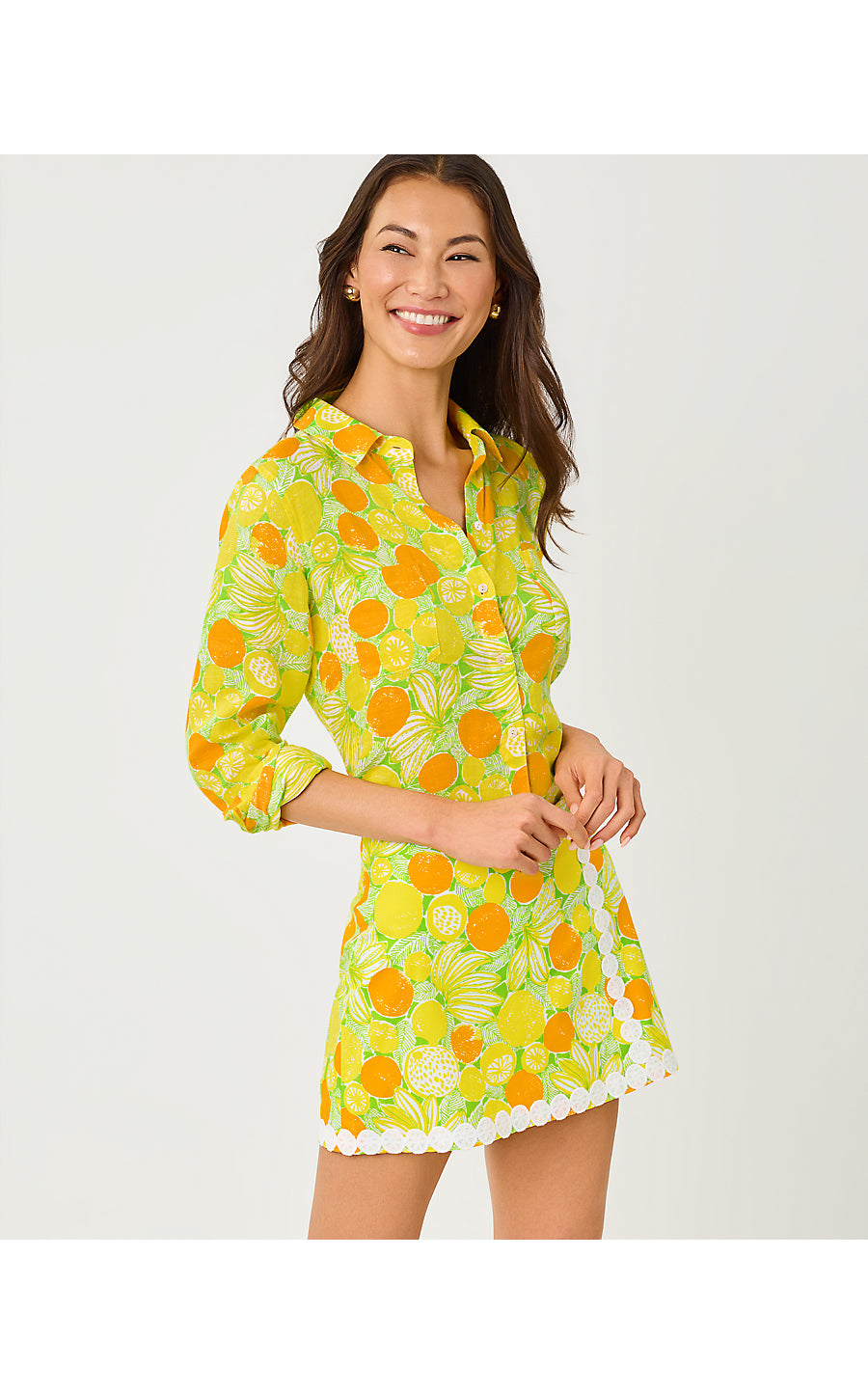 Sea View Button Down Island Palm Zesty