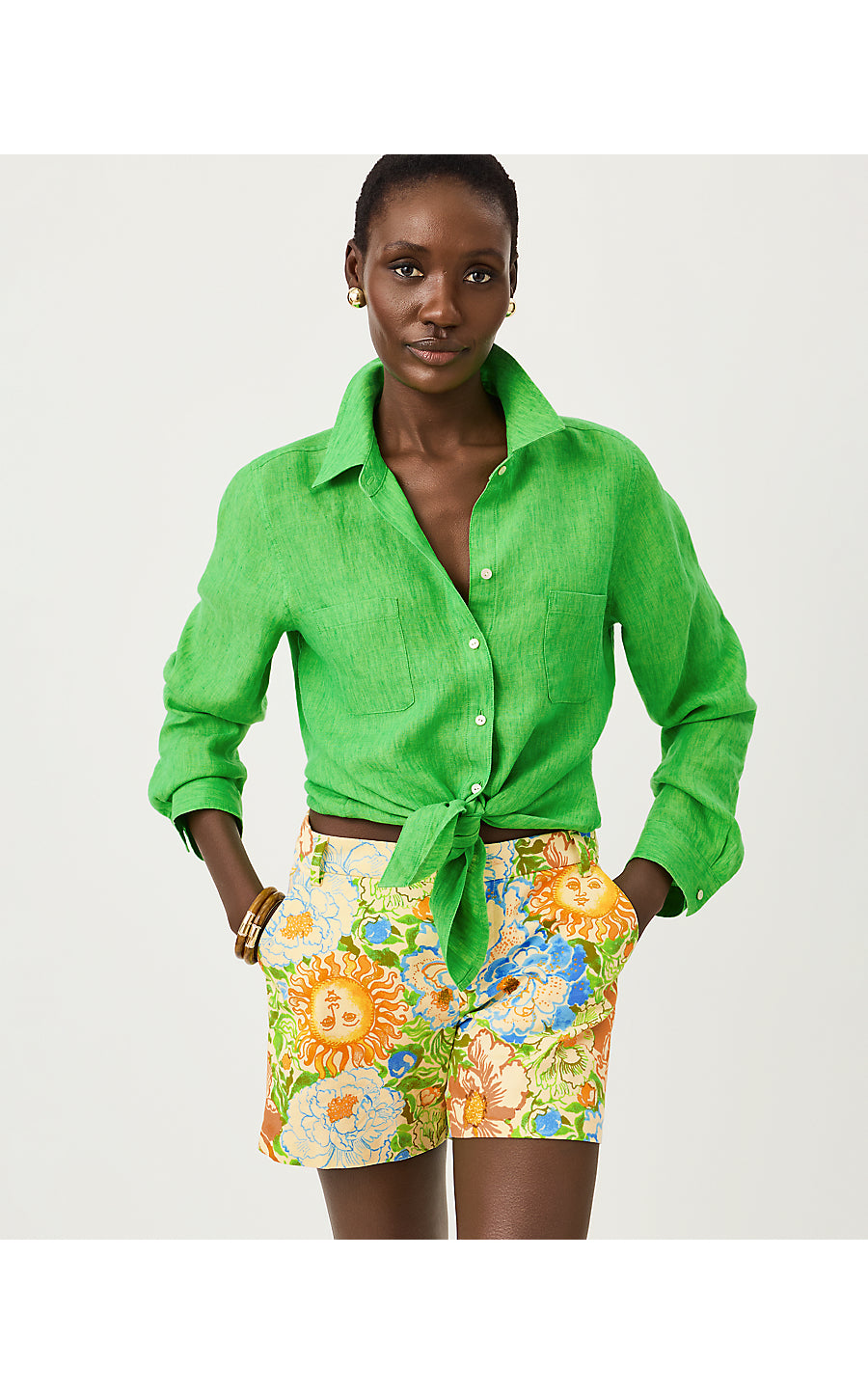 Sea View Button Down Ivy Green X Chateau Green