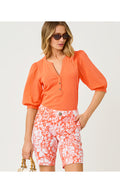 Natia Mid-Rise Knit Short Sunset Orange Budding Romance