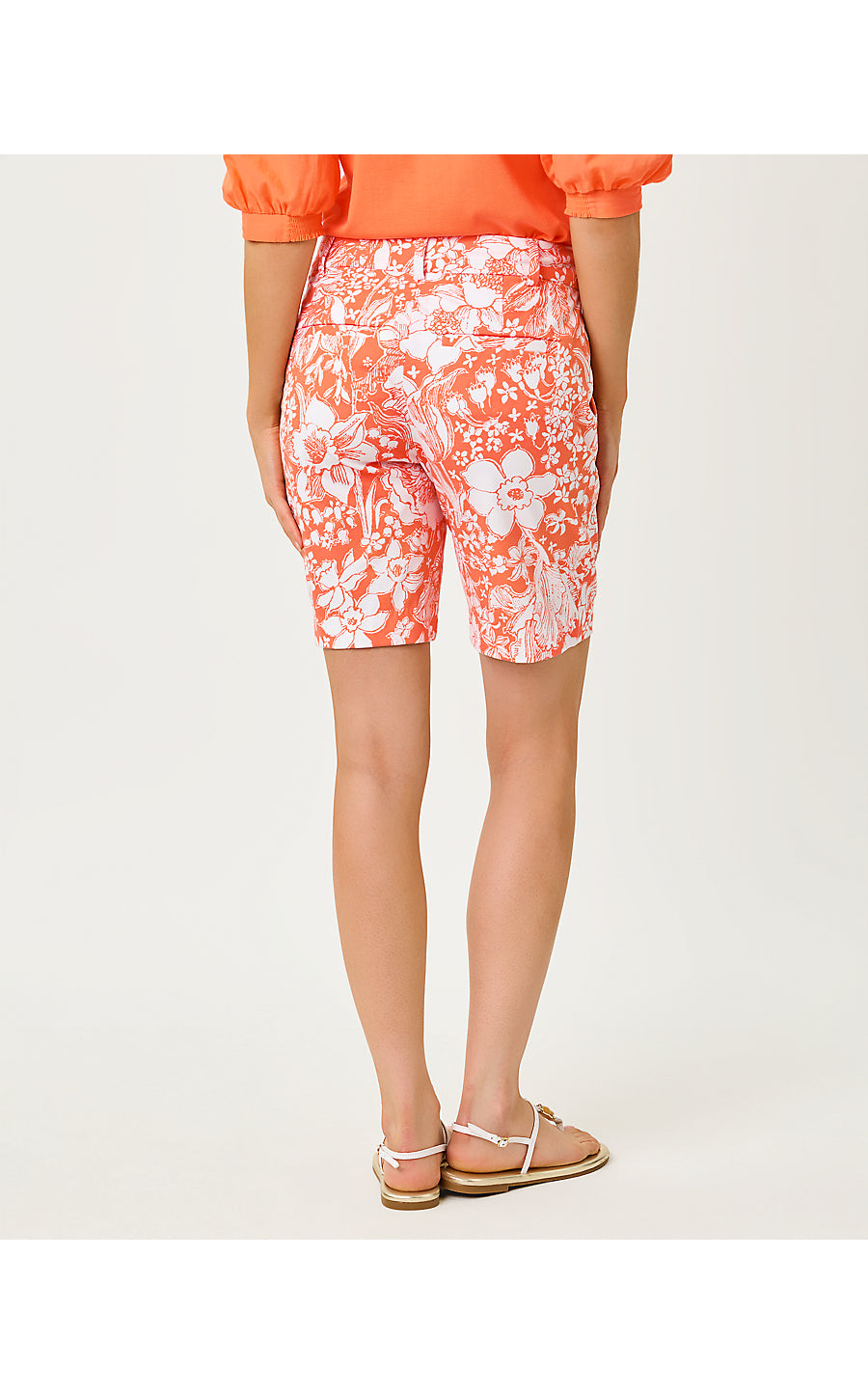 Natia Mid-Rise Knit Short Sunset Orange Budding Romance
