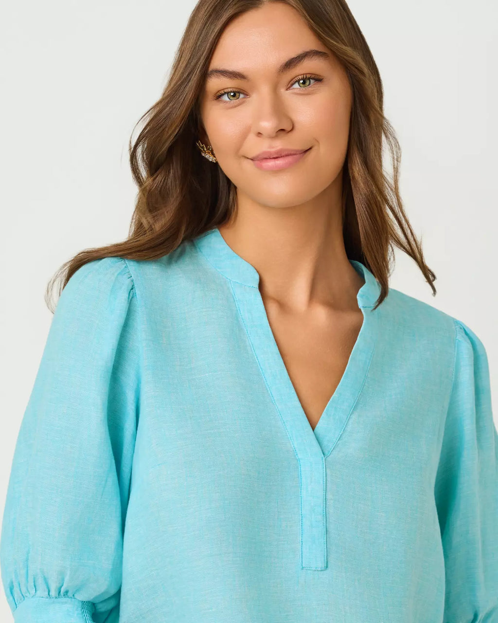 Mialeigh Elbow Sleeve Lin Capri Blue X Resort White