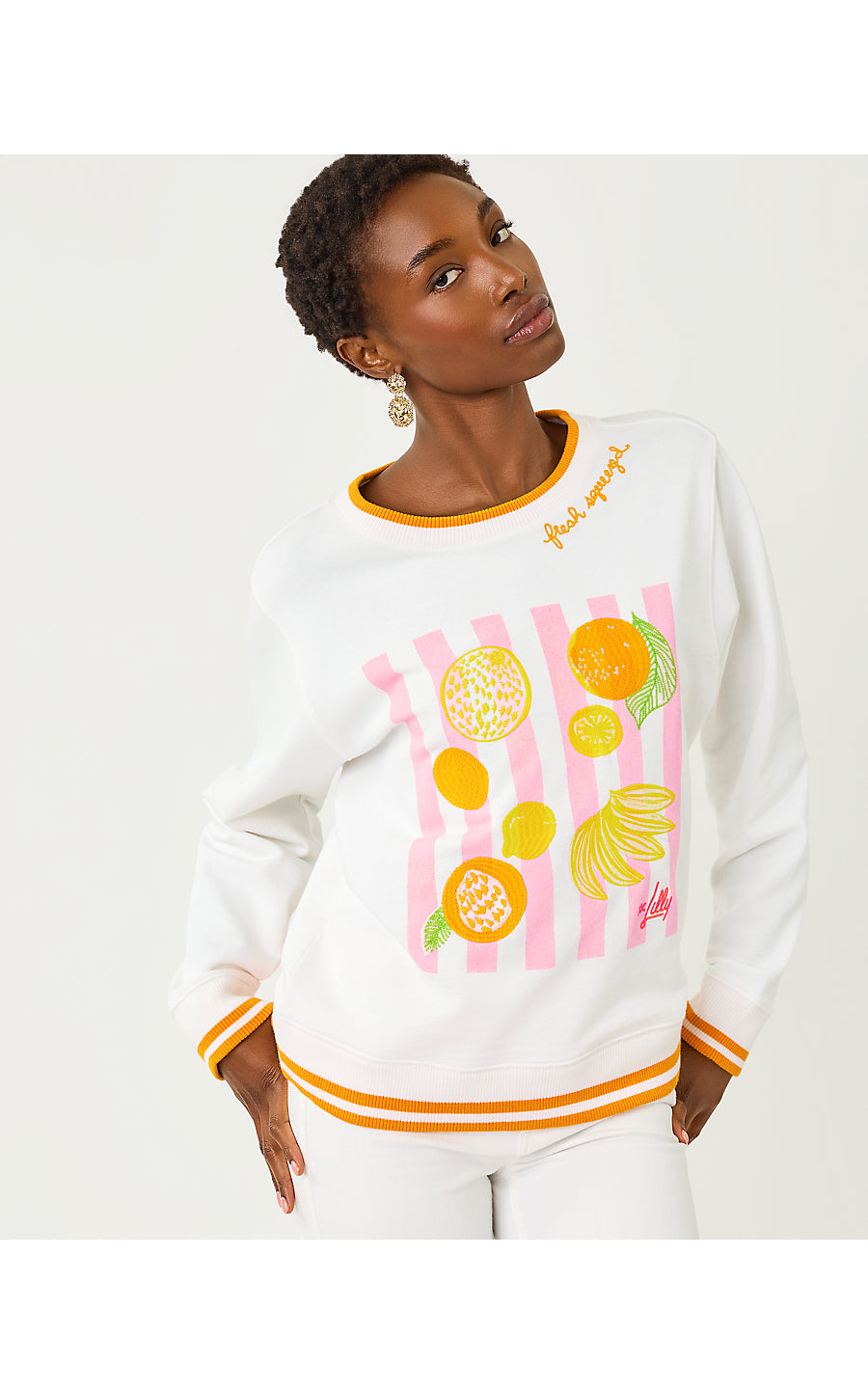 Ballad Long Sleeve Sweatshirt Multi Fresh Squeezed Embroidery