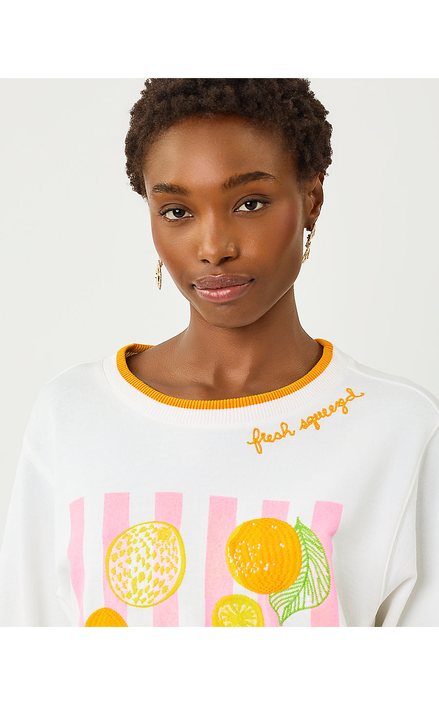Ballad Long Sleeve Sweatshirt Multi Fresh Squeezed Embroidery