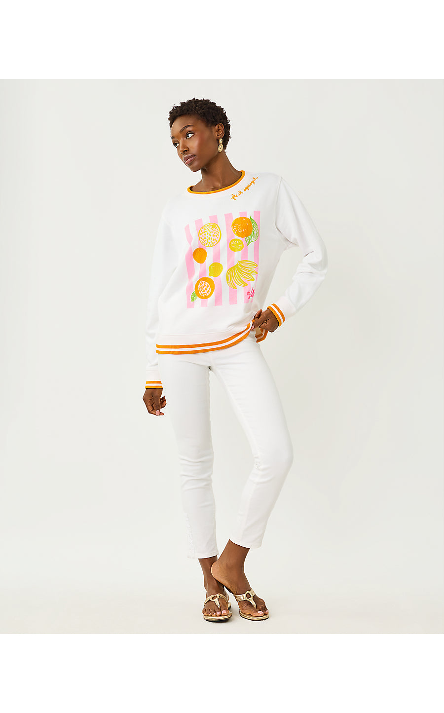 Ballad Long Sleeve Sweatshirt Multi Fresh Squeezed Embroidery