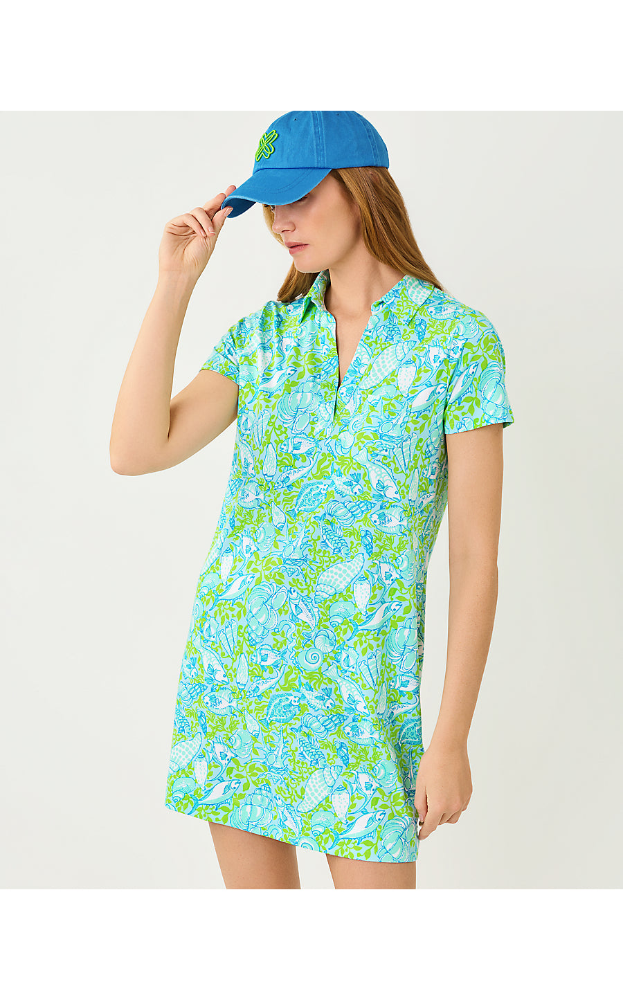 UPF 50+ Dune Short Sleeve Dress Day Dream Blue Throw Me A Line