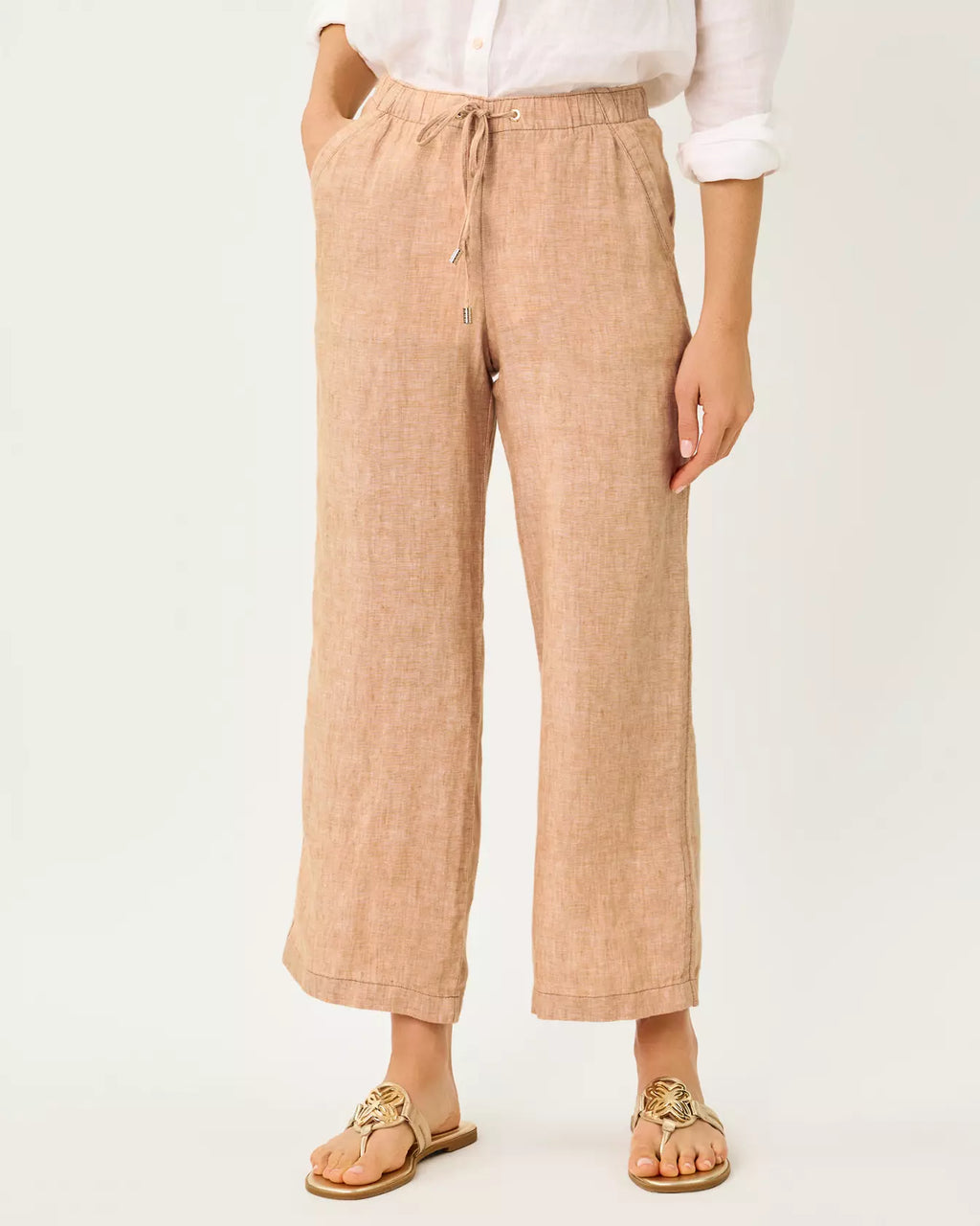 Brawley Linen Crop Pant Iced Latte