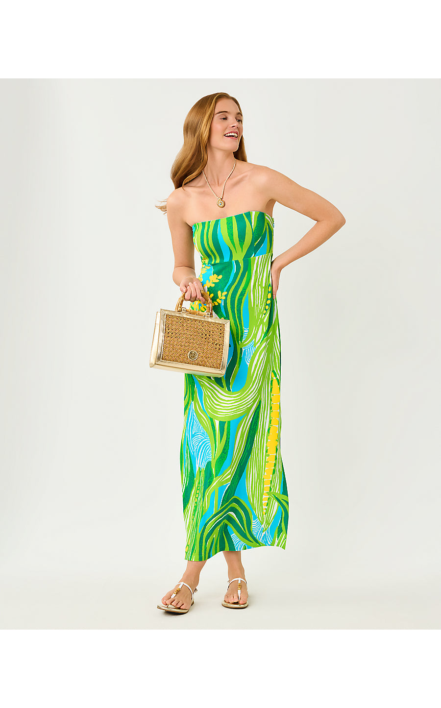 Noa Strapless Maxi Dress Turquoise Tide Oversized Sweet Corn Engineered
