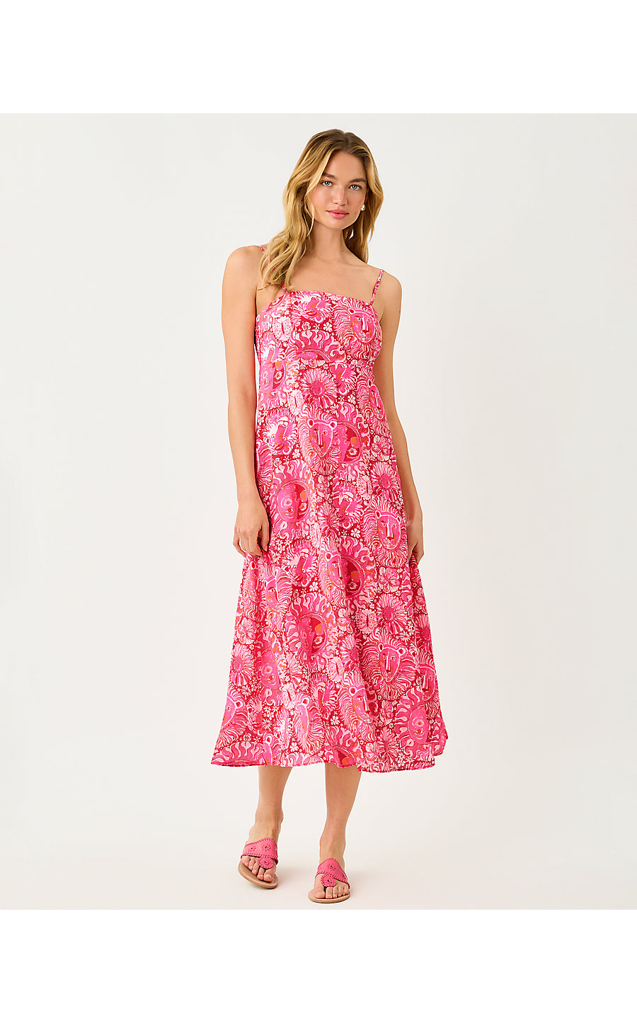 Jorgian Linen Midi Dress Paradise Punch Jims Stuff