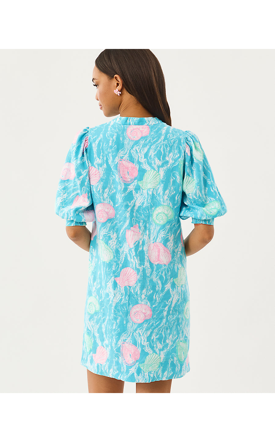 Mialeigh Elbow Sleeve Linen Dress Capri Blue Shelden