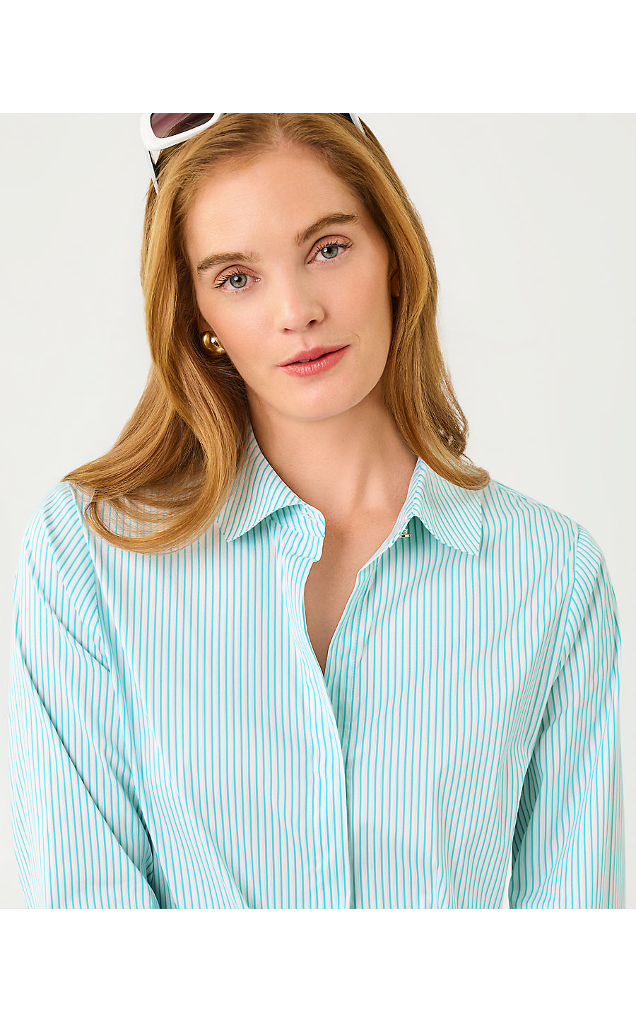 The Tie Lilly Shirt Capri Blue Shadow Shirting Stripe