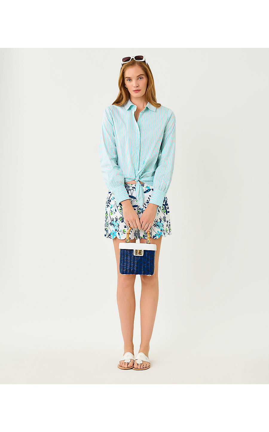 The Tie Lilly Shirt Capri Blue Shadow Shirting Stripe
