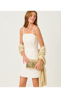 Logo Jacquard Wrap Wicker Tan X Coconut Butterfly Pattern Scarf