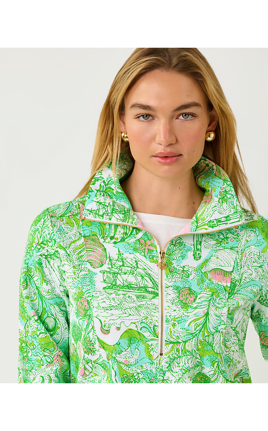 UPF 50+ Eleni Pullover Resort White Ship To Shore