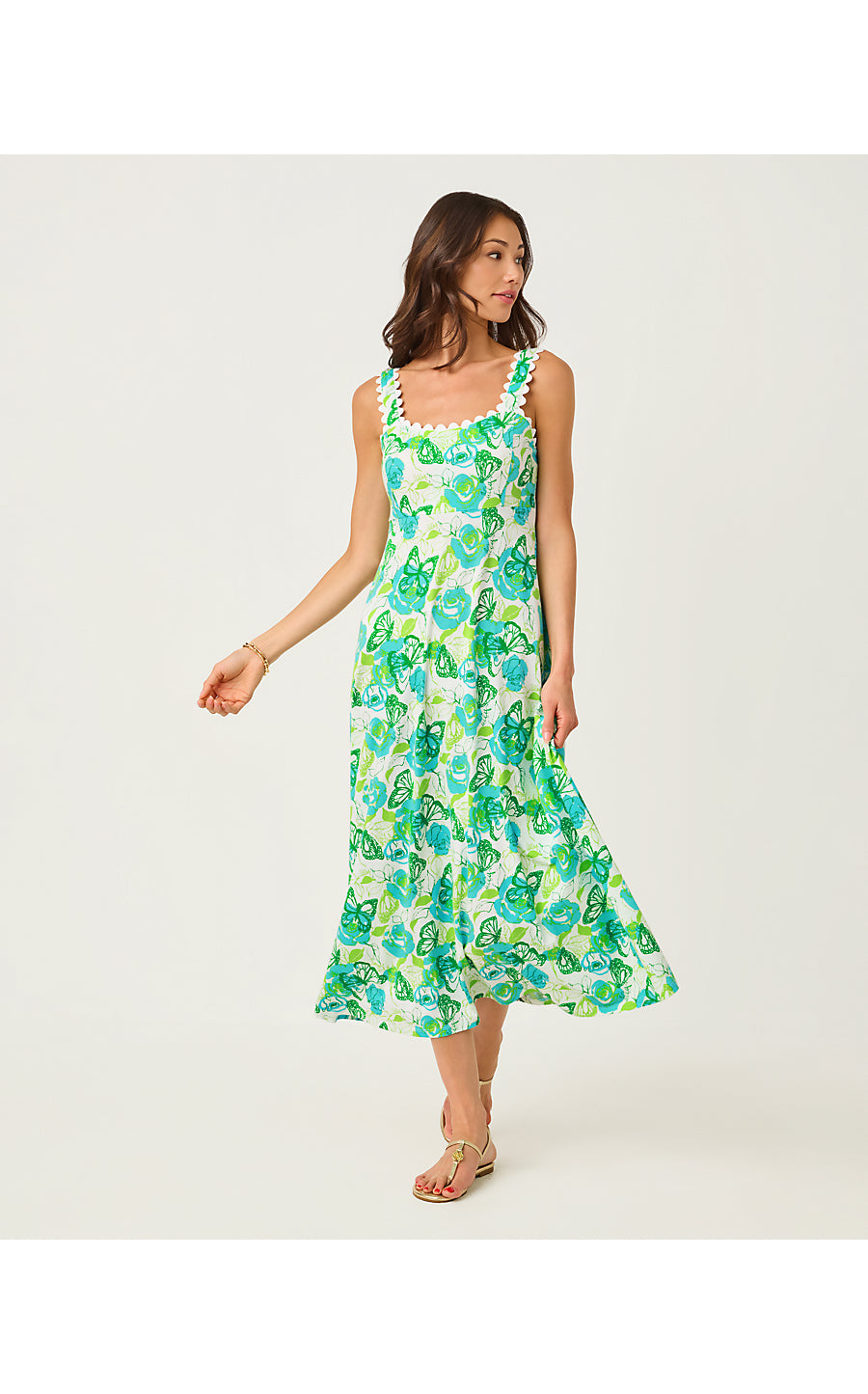 Dwyer Midi Dress Resort White Monarch Rose