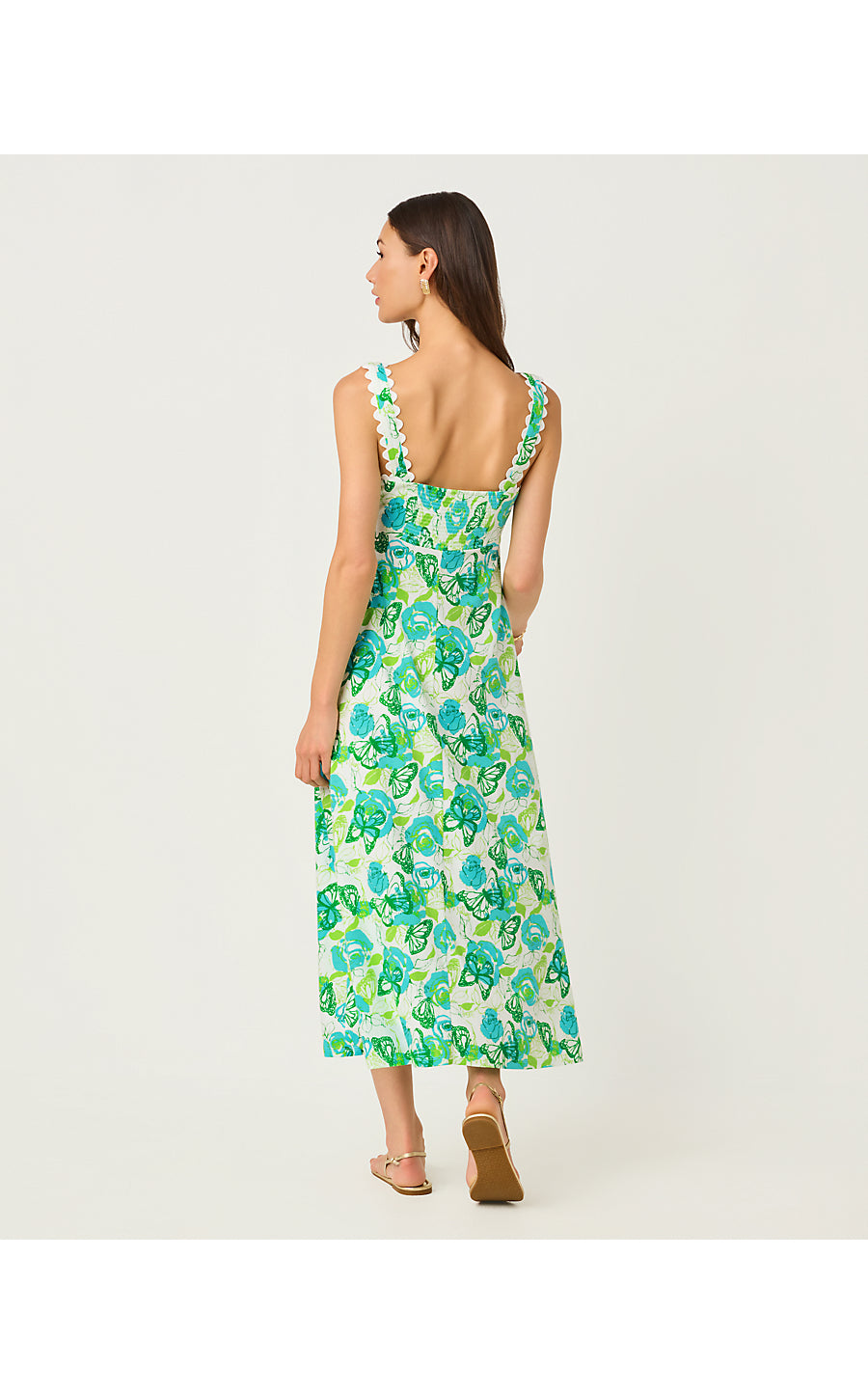 Dwyer Midi Dress Resort White Monarch Rose
