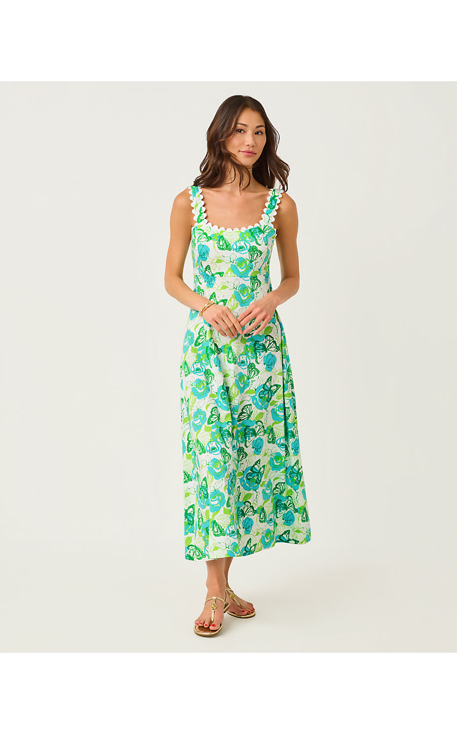 Dwyer Midi Dress Resort White Monarch Rose