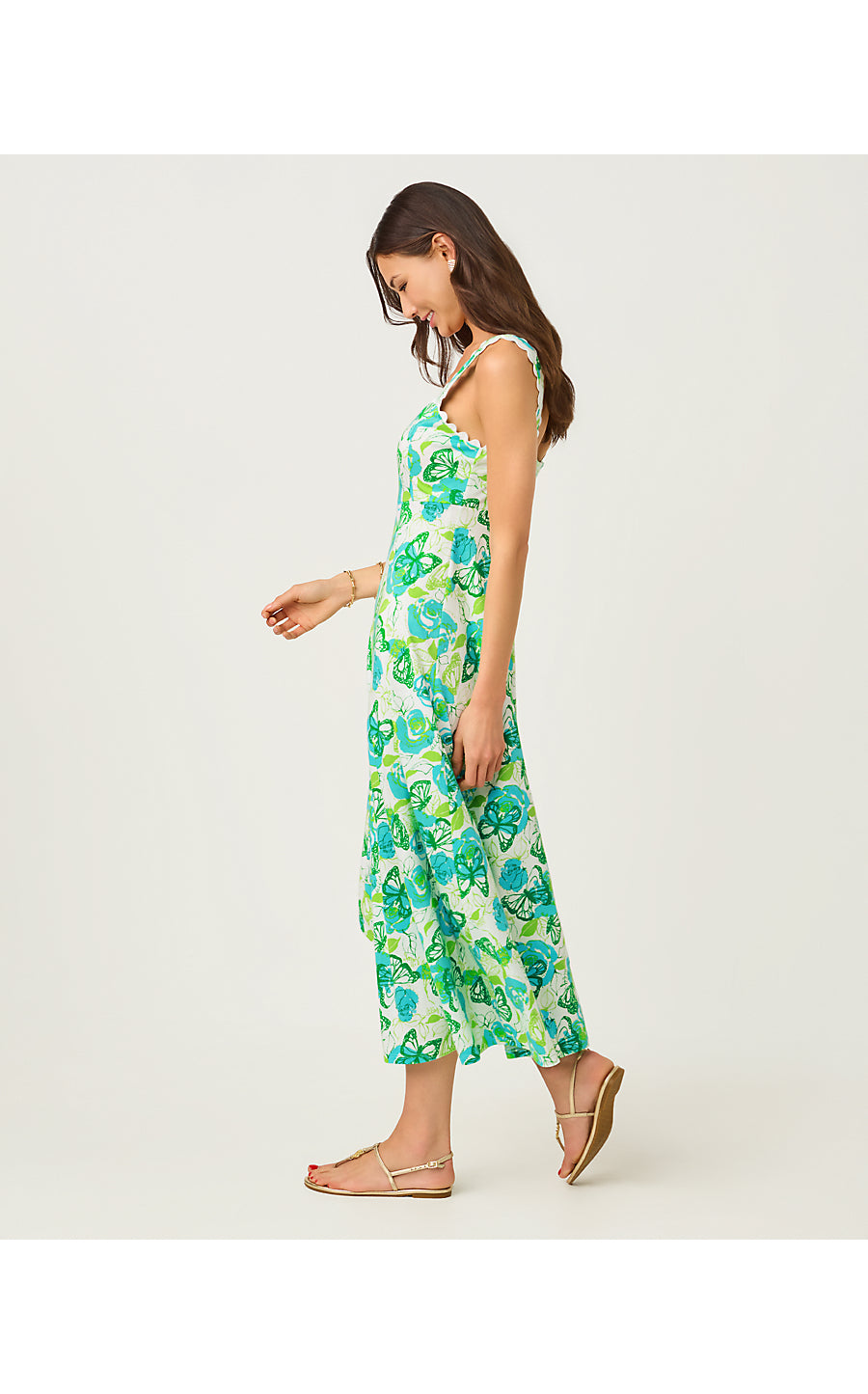 Dwyer Midi Dress Resort White Monarch Rose