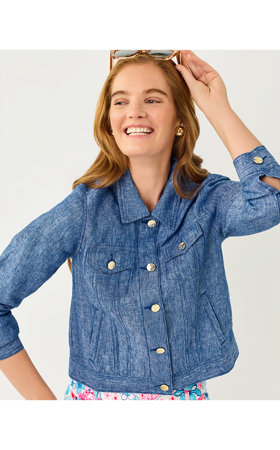 Seaspray Linen Jacket Starlight Navy X Resort White