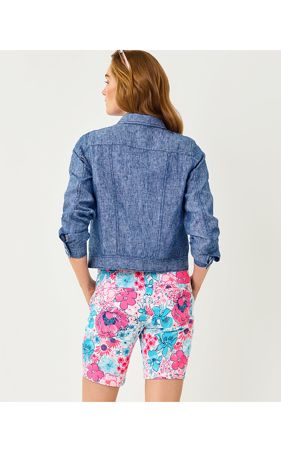 Seaspray Linen Jacket Starlight Navy X Resort White