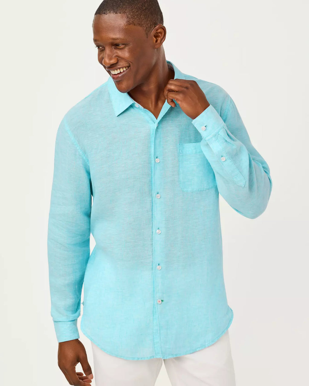 Mens Addison Shirt Capri Blue X Resort White