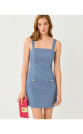 Veda Skirted Romper Starlight Navy Gingham Stretch Jacquard