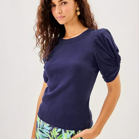 IGBY KNIT TOP SAPPHIRE POOL