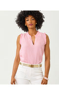 Kavalla Sleeveless Ruffle Top Conch Shell Pink X Resort White