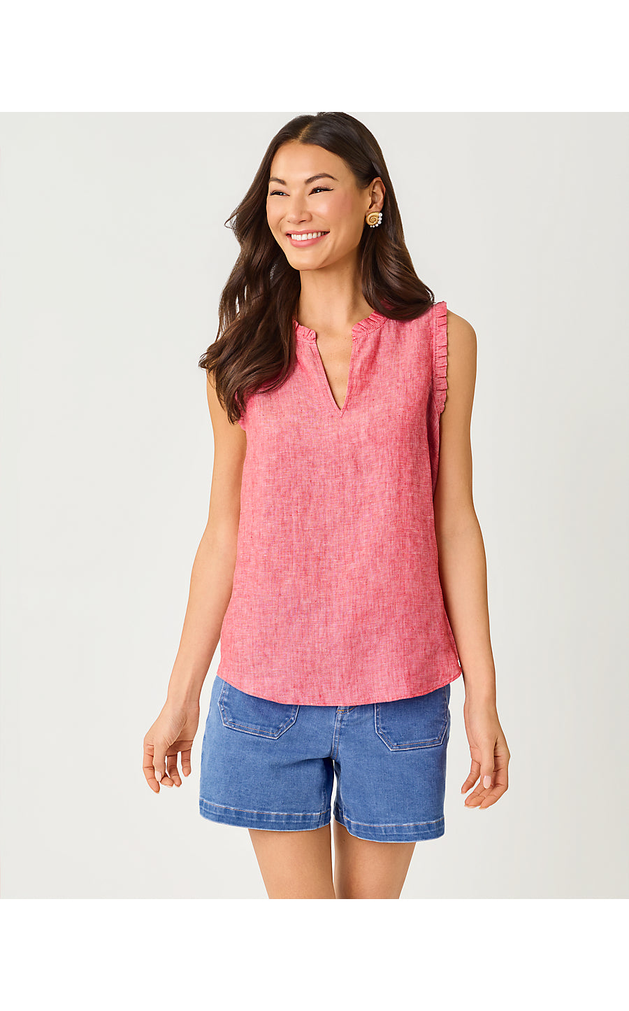 Kavalla Sleeveless Ruffle Top Paradise Punch X Resort White