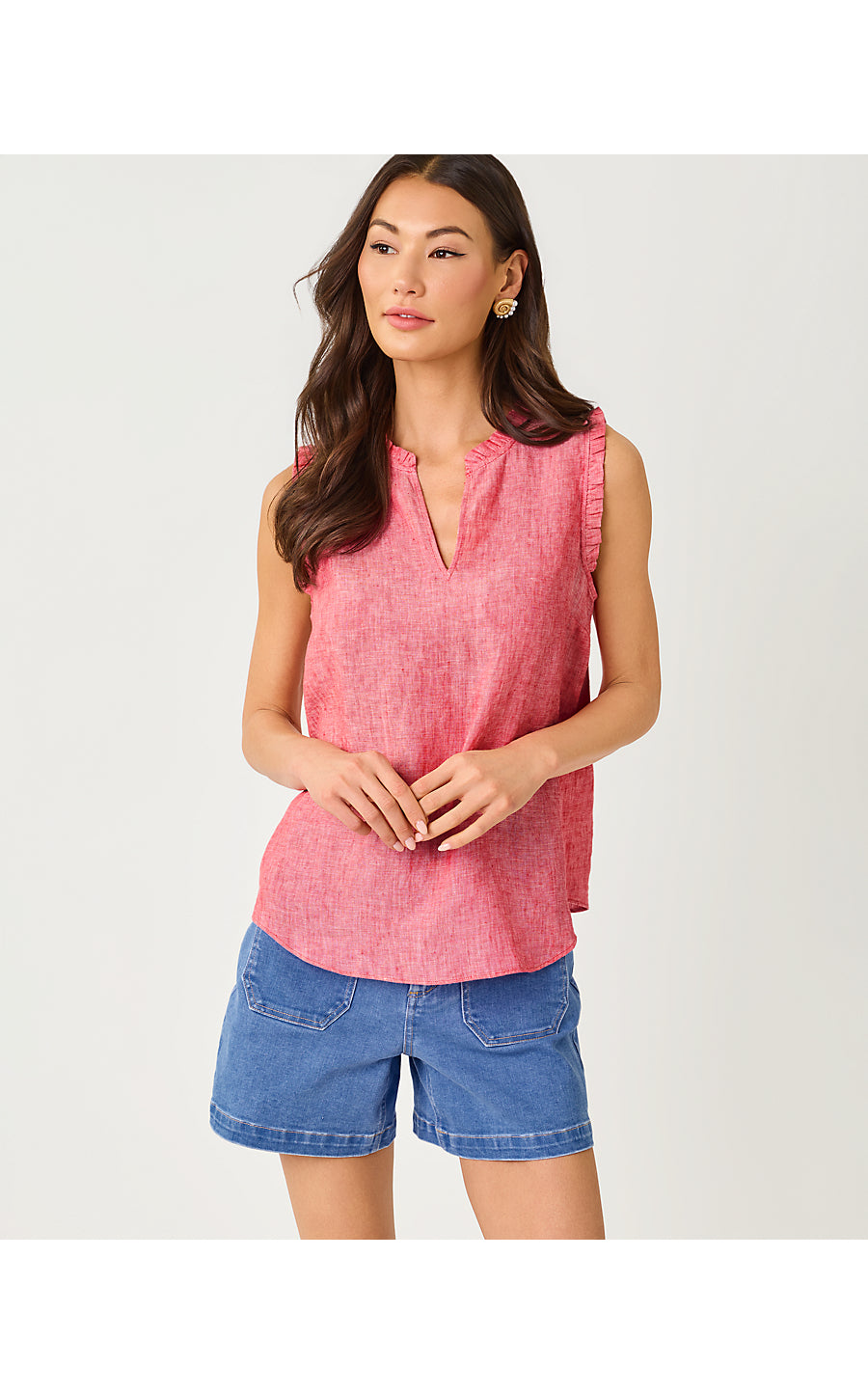 Kavalla Sleeveless Ruffle Top Paradise Punch X Resort White