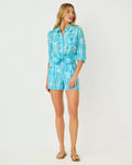 Captina Linen Short Capri Blue Roseys Petals