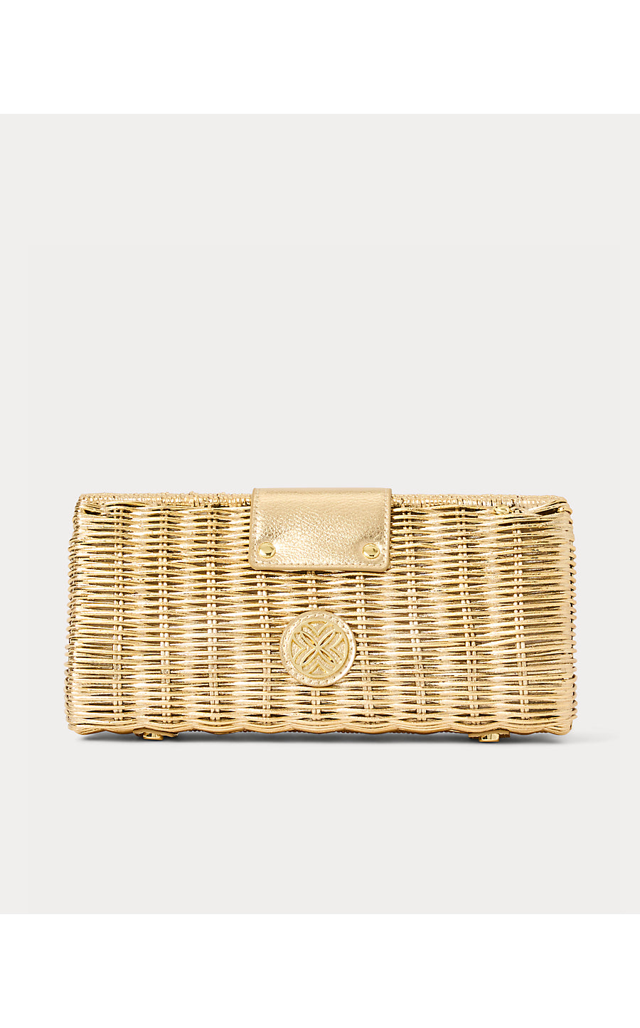 Leena Wicker Clutch Gold Metallic