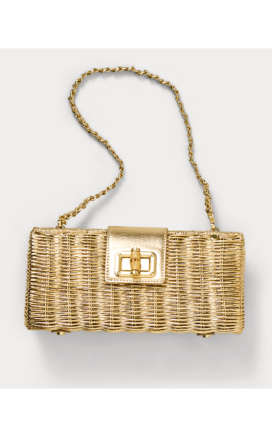 Leena Wicker Clutch Gold Metallic