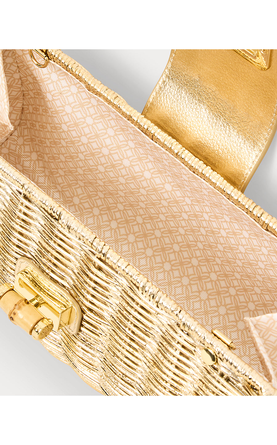 Leena Wicker Clutch Gold Metallic