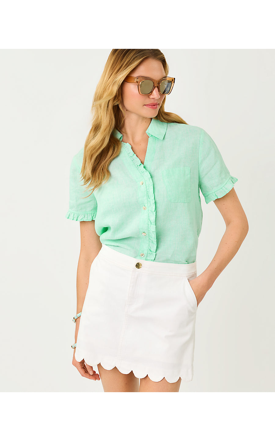 Carden Ruffle Top Mint Condition X Resort White