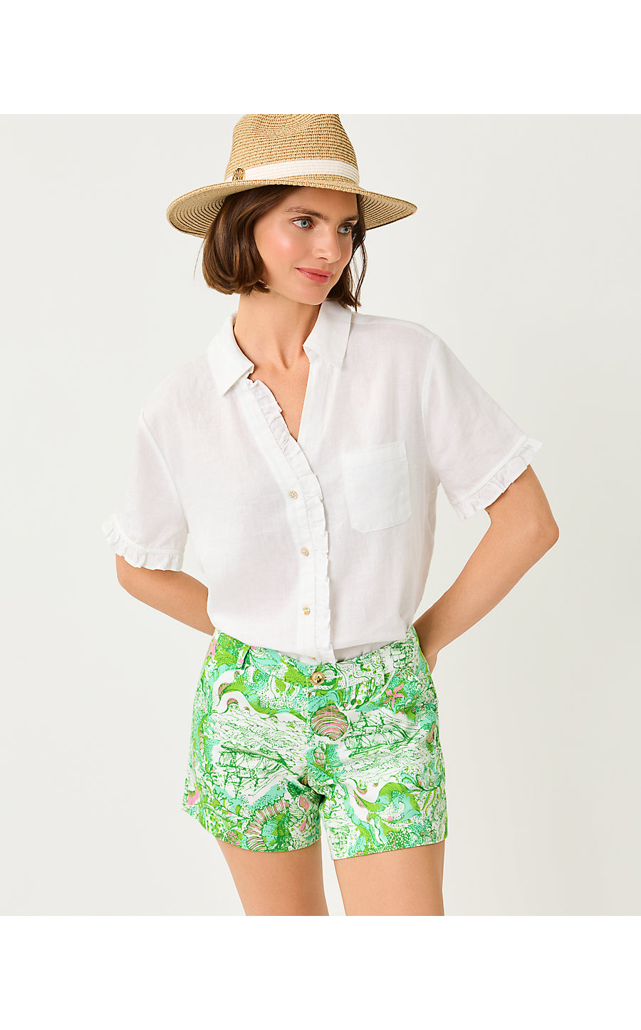 Carden Ruffle Top Resort White