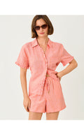 Carden Ruffle Top Sunset Orange X Conch Shell Pink Saint Tropez Stripe