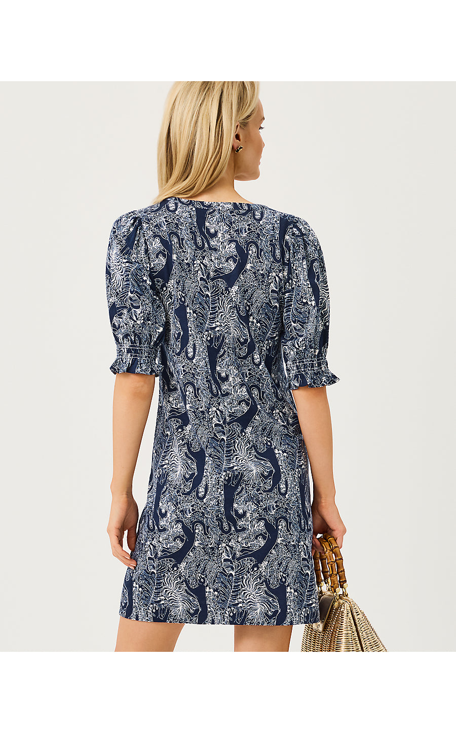 Delsie Dress Low Tide Navy Lil Palm Prowl