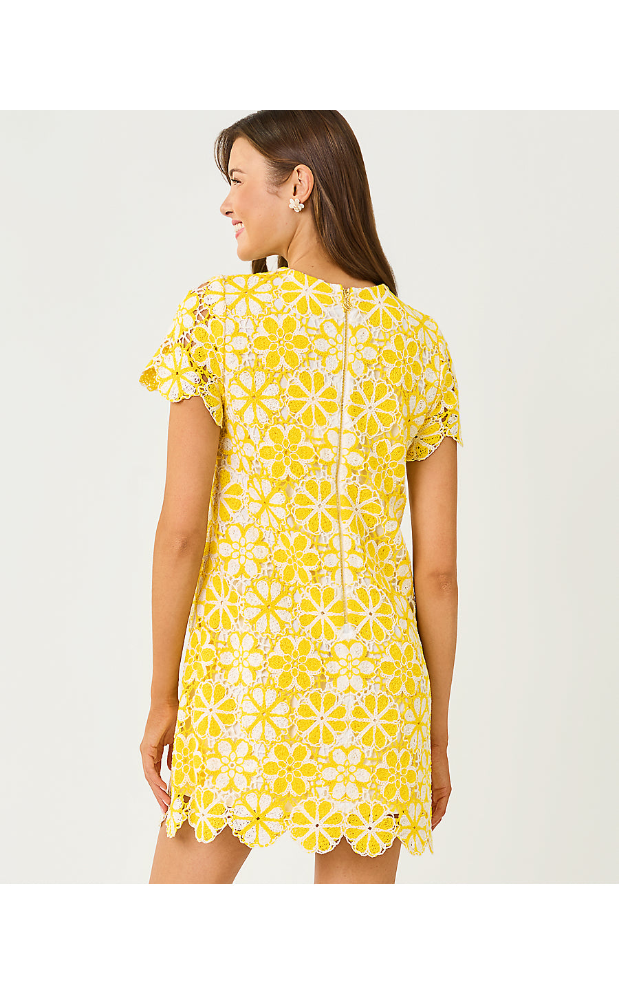 Cortney Crochet Shift Mimosa Yellow Full Bloom Knit Crochet Panel