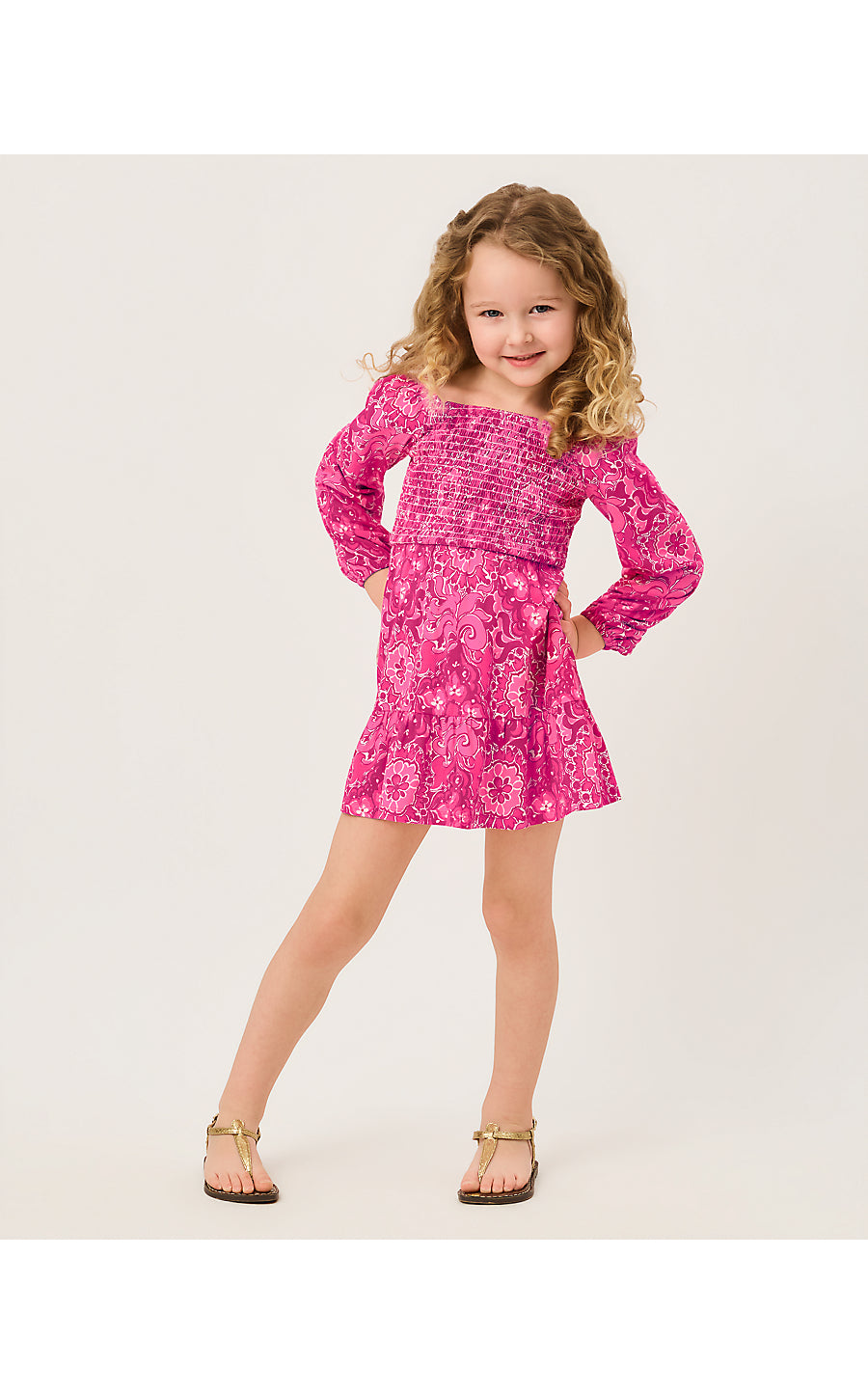 Mini Jilly Long Sleeved Dress Pink Aster The Casbah Allover