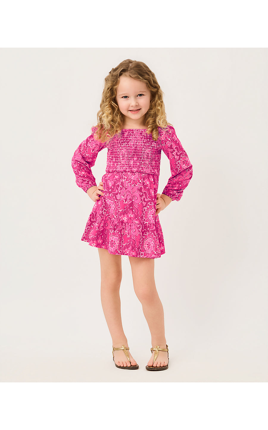 Mini Jilly Long Sleeved Dress Pink Aster The Casbah Allover