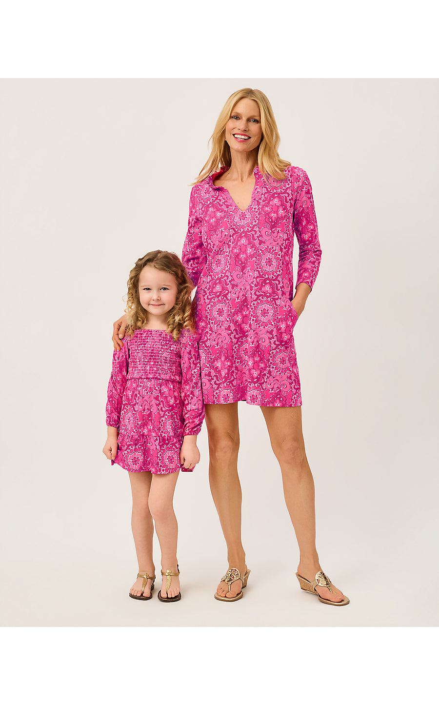 Mini Jilly Long Sleeved Dress Pink Aster The Casbah Allover