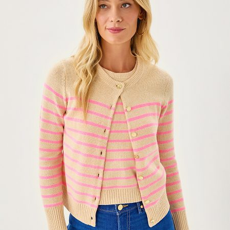 FAIRLEY STRIPE SWEATER SET HEATHERED WICKER TAN IRISISTABLE STRIPE