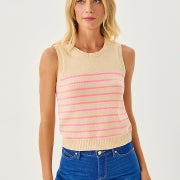 FAIRLEY STRIPE SWEATER SET HEATHERED WICKER TAN IRISISTABLE STRIPE