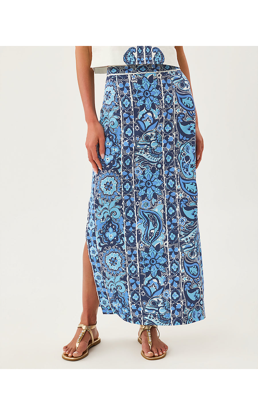 Sanders Maxi Skirt Low Tide Navy The Casbah Engineered