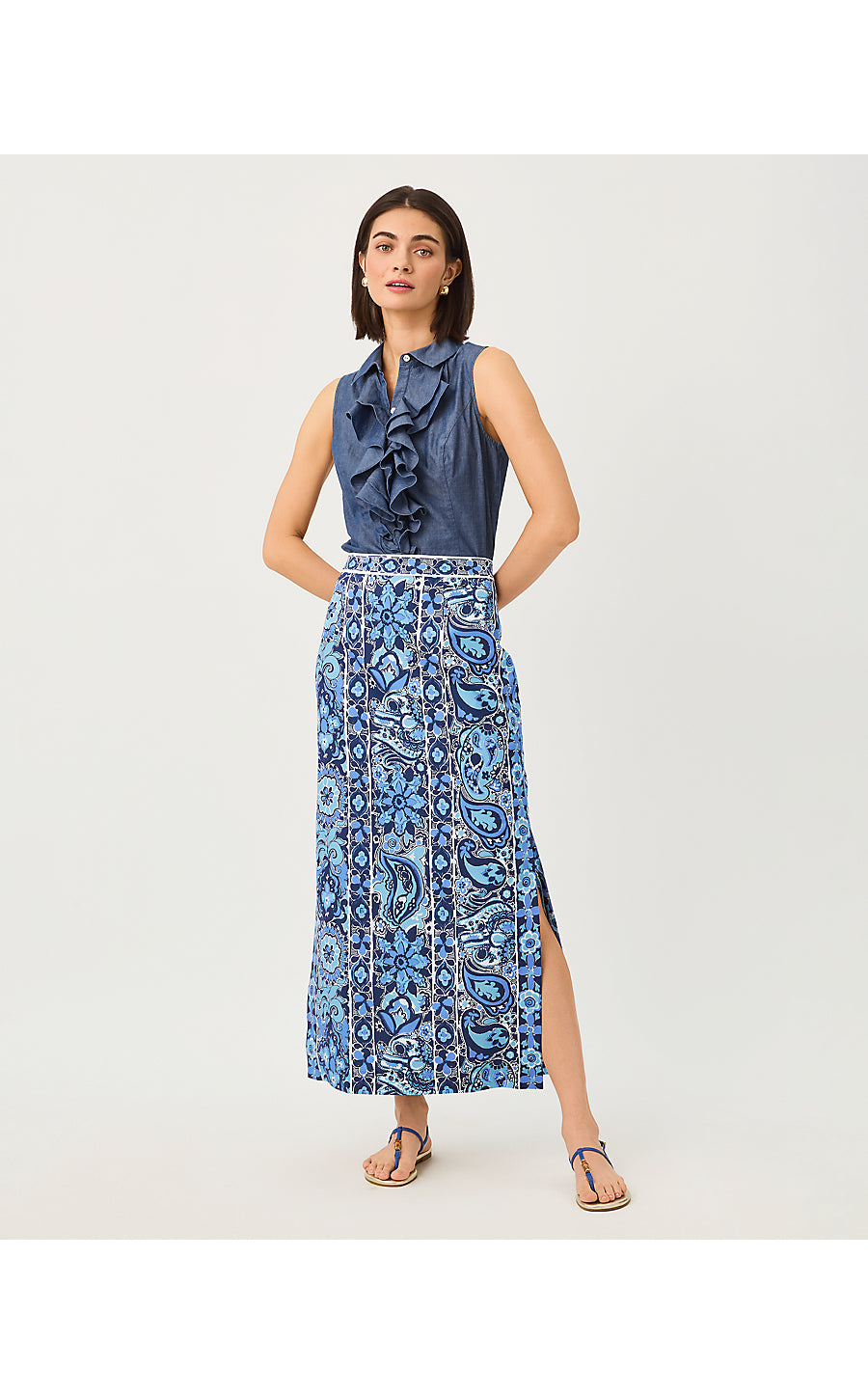 Sanders Maxi Skirt Low Tide Navy The Casbah Engineered