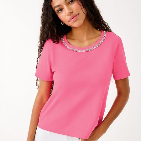 CLAIRMONT RHINESTONE KNIT CONFETTI PINK