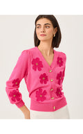 Millard Sweater Pink Aster Big Lillys Flower Embroidery