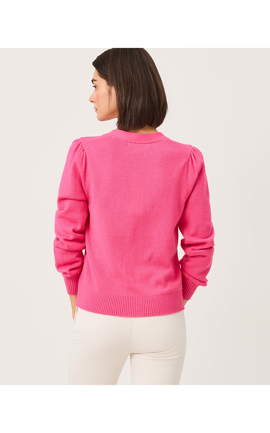 Millard Sweater Pink Aster Big Lillys Flower Embroidery