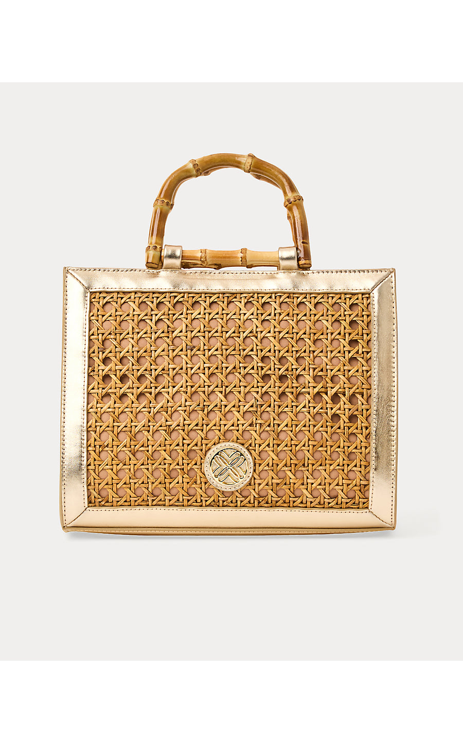 Liza Cane Top Handle Bag Natural